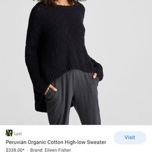 Eileen Fisher Black Peruvian Organic Sweater SM